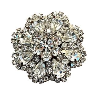 Weiss Vintage Brooch Clear Rhinestone Cluster Teardrop Stones Dazzling!